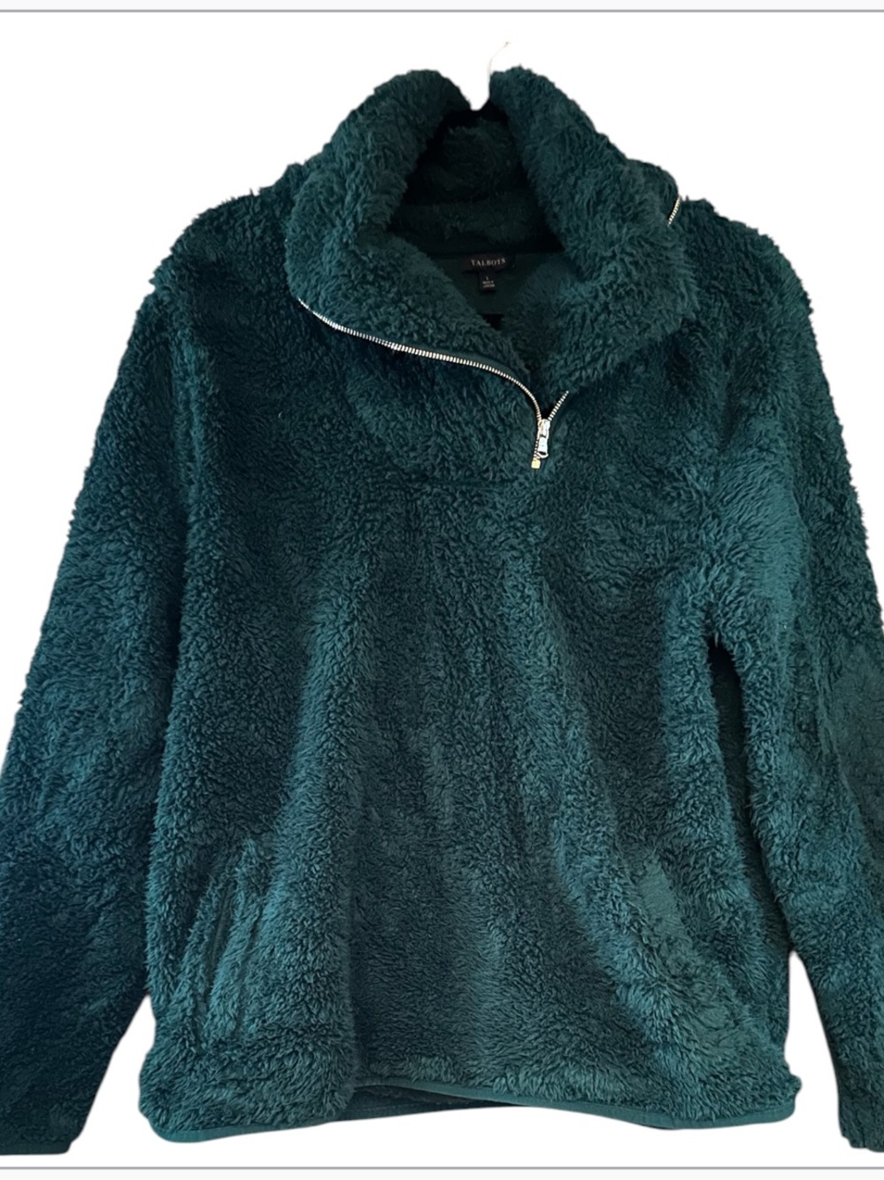 Talbots Cozy Teal Sherpa Half-Zip Jacket